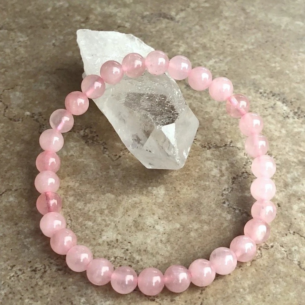 Natural Rose Quartz 8mm 7.5" length
Crystal Healing Stretch Single Bracelet